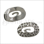 2mm round OVAL RUSTIC connector clasp ANT SILVER - 5 pcs