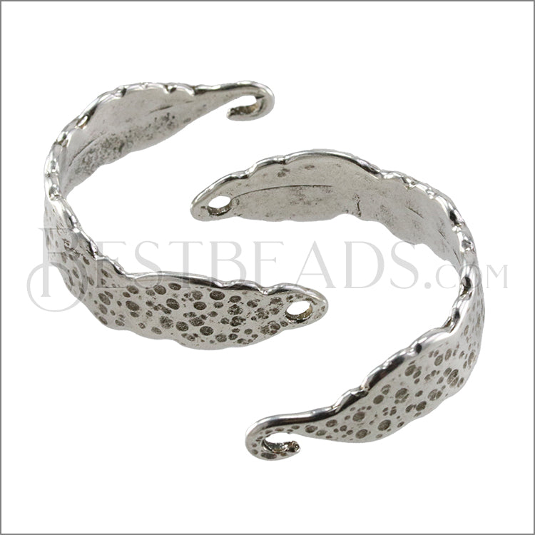 2mm round ROUND HALF - CUFF connector ANT SILVER - 10 pcs