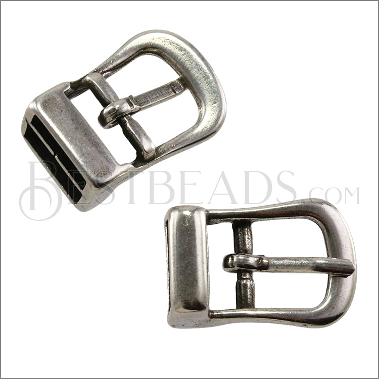 10mm flat BUCKLE connector clasp ANT SILVER - 10 pcs