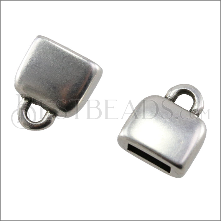 5mm flat ROUNDED loop end ANT SILVER - 10 pcs