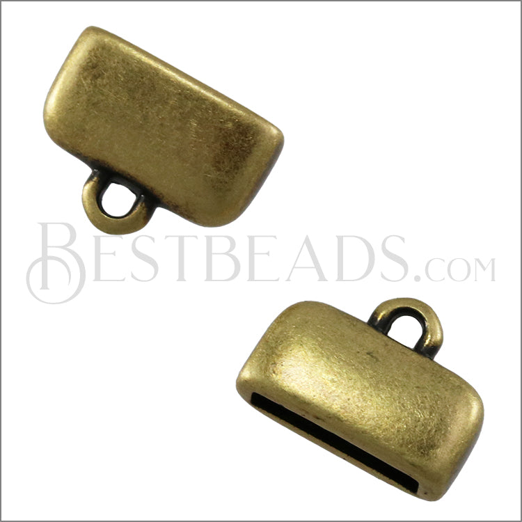 10mm flat ROUNDED loop end ANT BRASS - 10 pcs