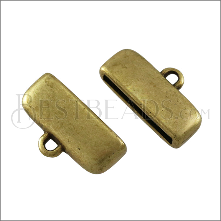 15mm flat ROUNDED loop end ANT BRASS - 10 pcs