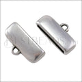 15mm flat ROUNDED loop end ANT SILVER - 10 pcs