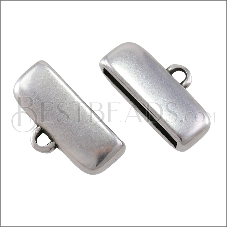 15mm flat ROUNDED loop end ANT SILVER - 10 pcs
