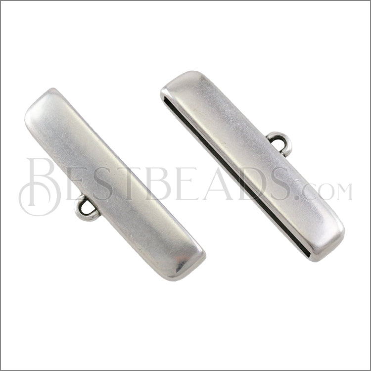 30mm flat ROUNDED loop end ANT SILVER - 10 pcs