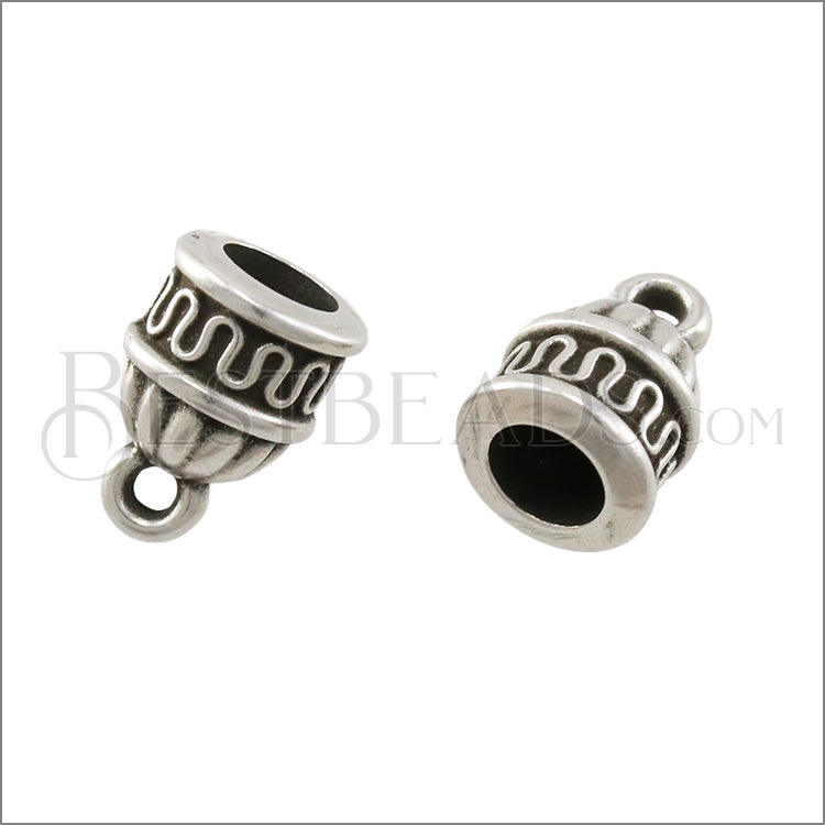 5mm round WAVE loop end ANT SILVER - 10 pcs
