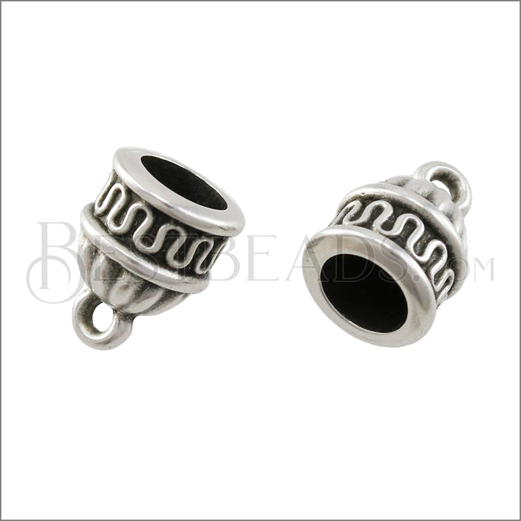 6mm round WAVE loop end ANT SILVER - 10 pcs