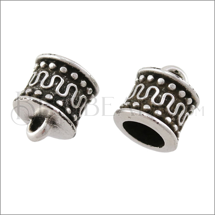 6mm round MOROCCAN loop end ANT SILVER - 10 pcs