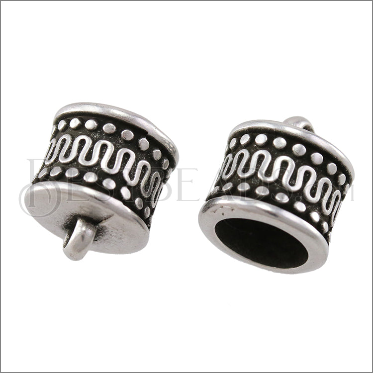 8mm round MOROCCAN loop end ANT SILVER - 10 pcs