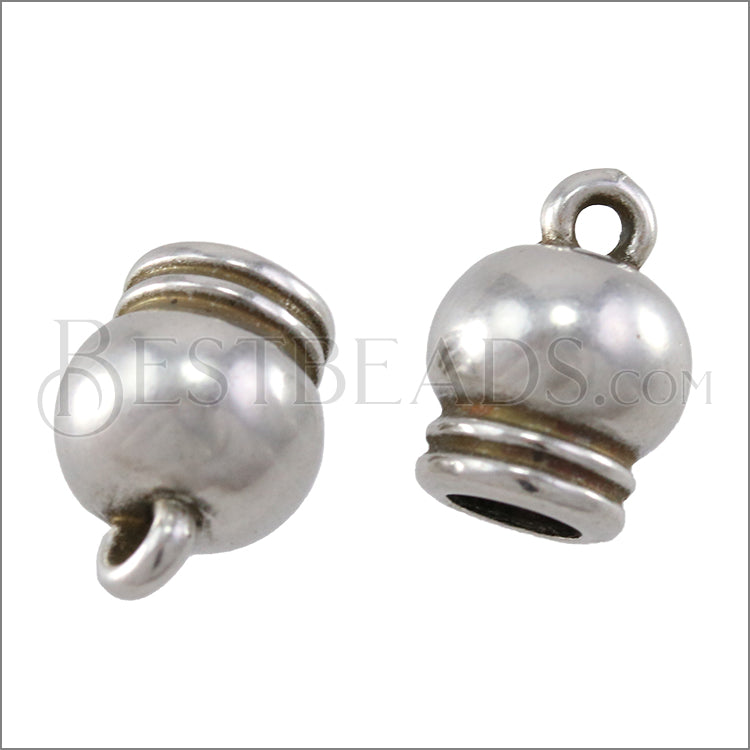 5mm round SPHERICAL loop end ANT SILVER - 10 pcs