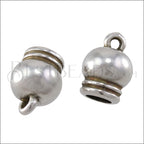 5mm round SPHERICAL loop end ANT SILVER - 10 pcs