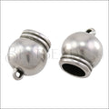 8mm round SPHERICAL loop end ANT SILVER - 10 pcs
