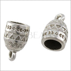 6mm round PATTERNED loop end ANT SILVER - 10 pcs