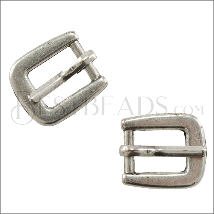 6mm flat TINY BUCKLE clasp ANTIQUE SILVER - 10 clasps