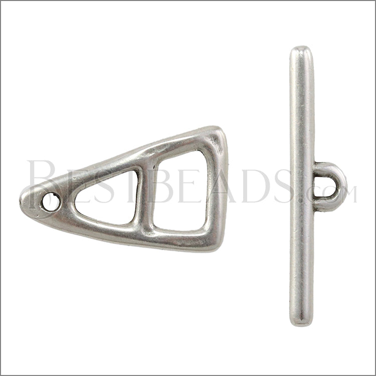 SMALL TRIANGLE TOGGLE clasp ANTIQUE SILVER - 10 clasps