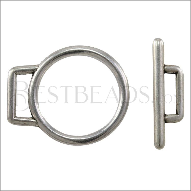 10mm Flat LARGE RING TOGGLE clasp ANTIQUE SILVER - 9 clasps