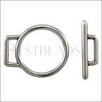10mm Flat LARGE RING TOGGLE clasp ANTIQUE SILVER - 9 clasps