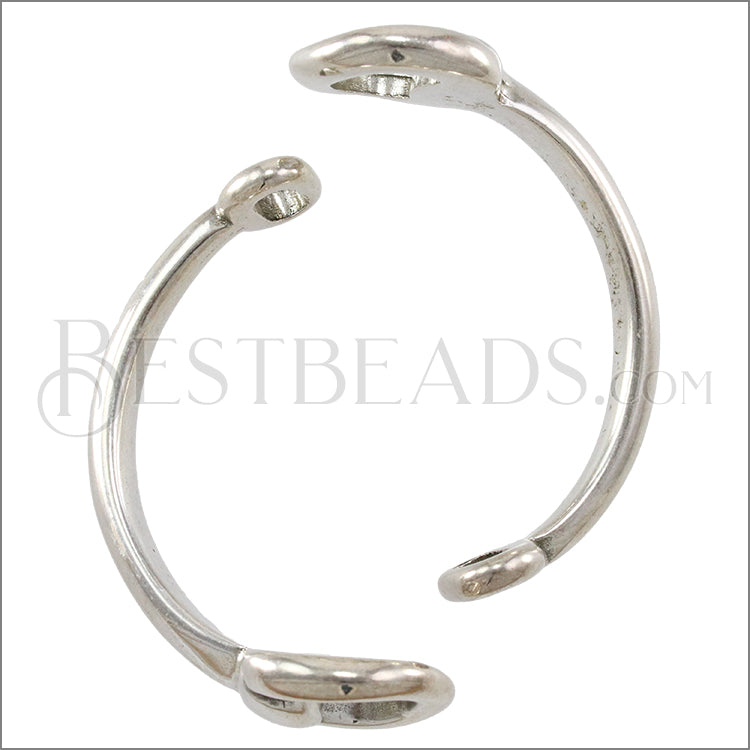 10mm flat HALF BRACELET STIRRUP clasp ANTIQUE SILVER - piece