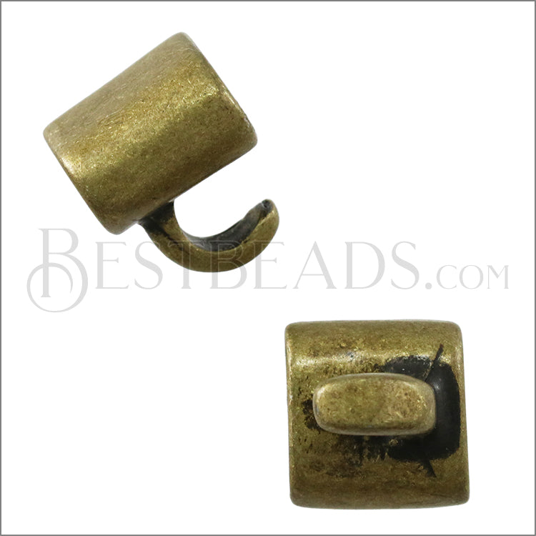 5mm round TWO TONE HOOK clasp ANTIQUE BRASS - 10 clasps