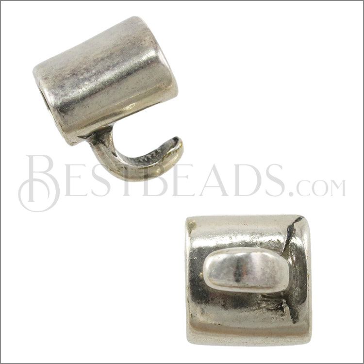 5mm round TWO TONE HOOK clasp ANTIQUE SILVER - 10 clasps