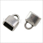 6mm x 4mm flat DOUBLE WIDE end ANT SILVER - 10 pcs