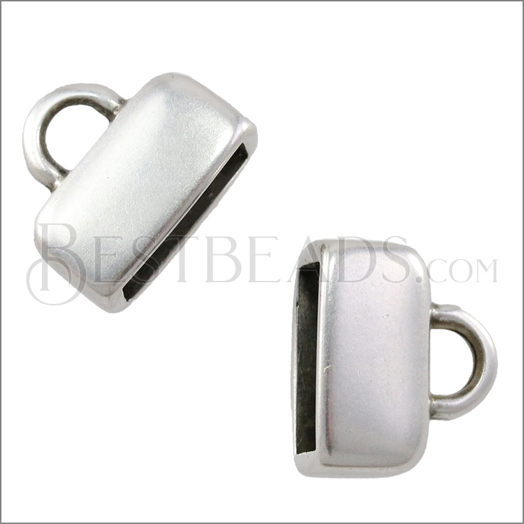 10mm x 4mm flat DOUBLE WIDE end ANT SILVER - 10 pcs