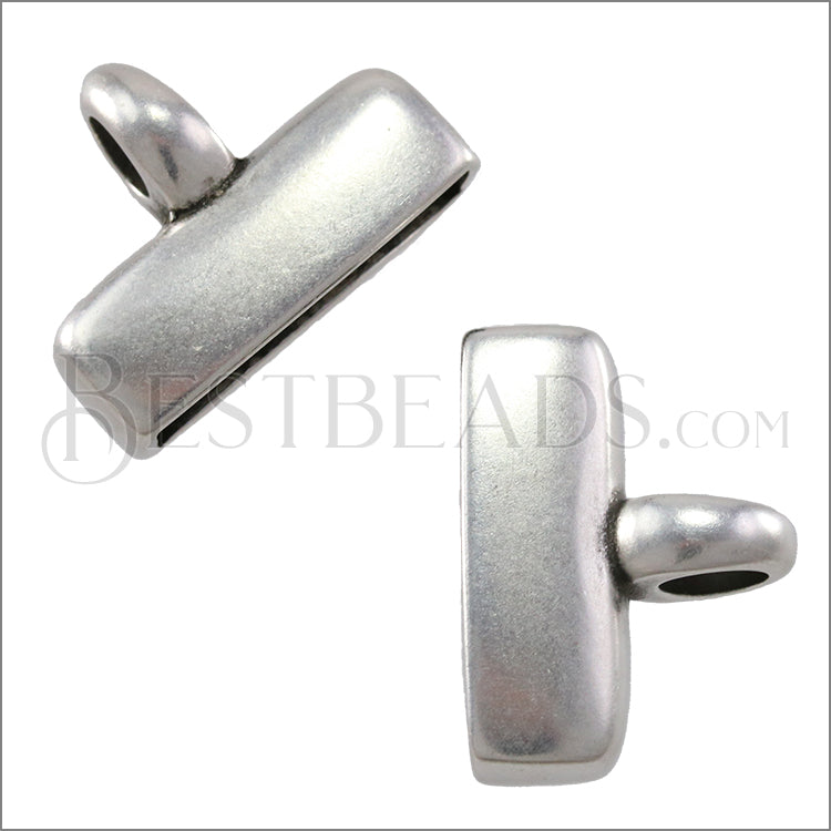 20mm flat DOUBLE WIDE end ANT SILVER - 10 pcs