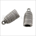 5mm round ROPE loop end ANTIQUE SILVER - 10 pcs