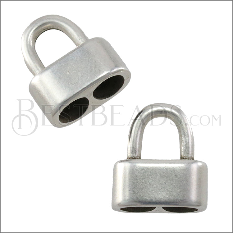 5mm round DOUBLE end cap with loop ANTIQUE SILVER - 10 pcs