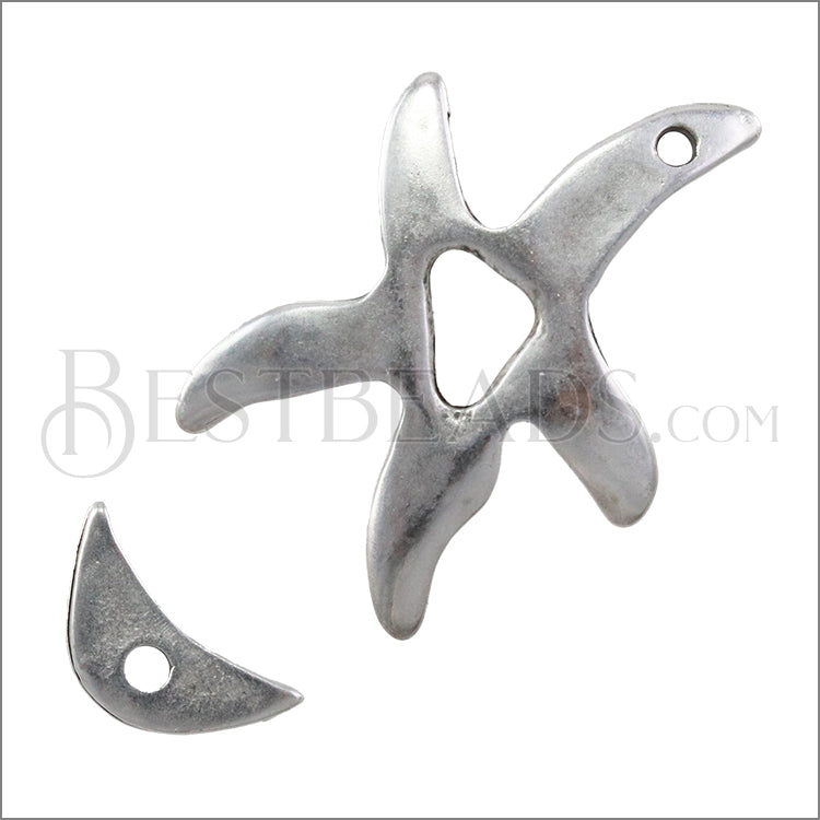 2mm STARFISH Toggle Clasp ANTIQUE SILVER - 10 clasps