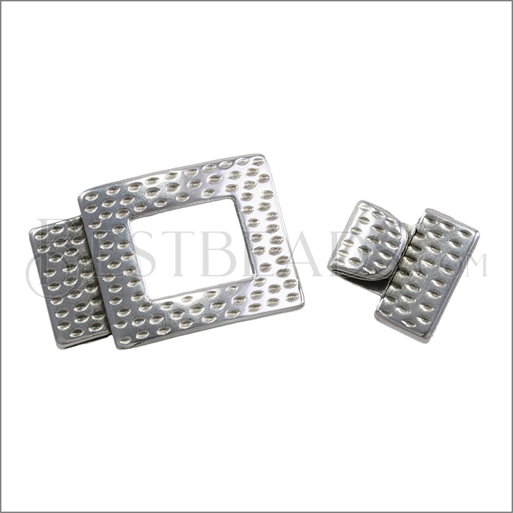 15mm flat LEOPARD PRINT clasp ANT SILVER - 10 clasps