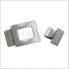 15mm flat LEOPARD PRINT clasp ANT SILVER - 10 clasps