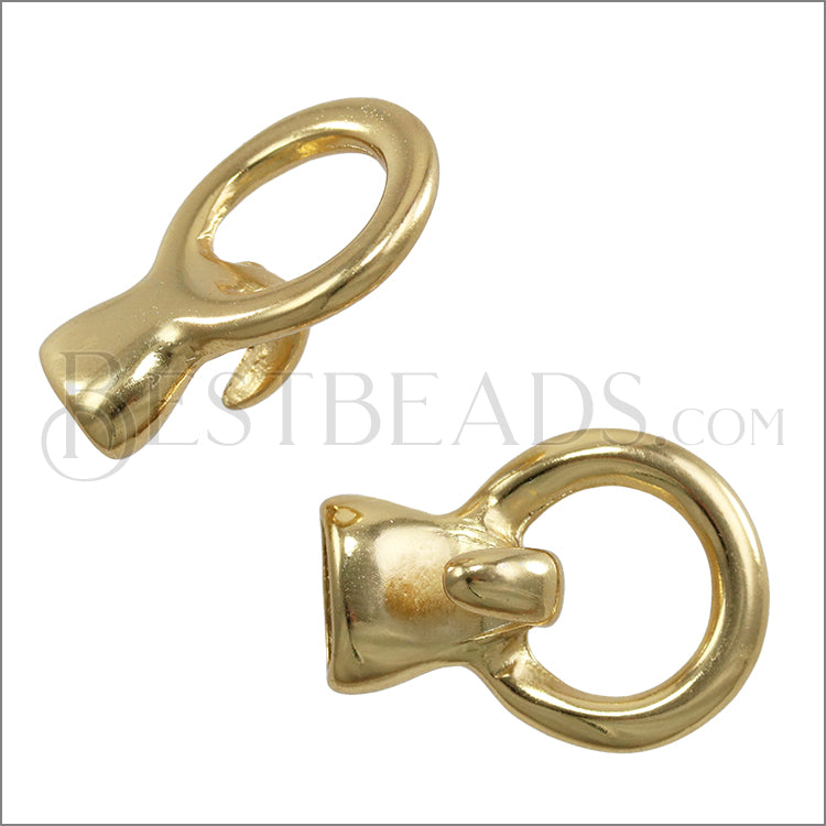 5mm round CIRCLE HOOK clasp SHINY GOLD - 10 clasps