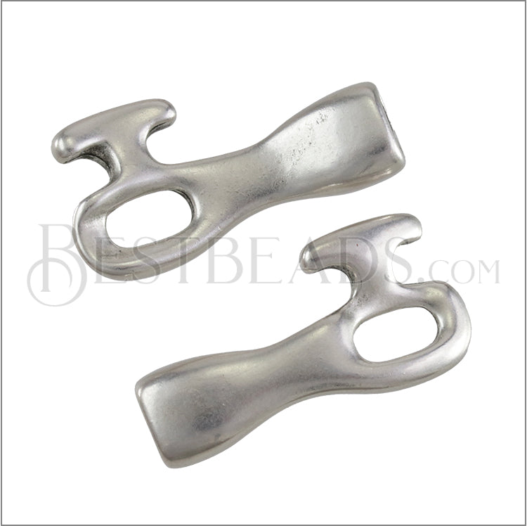 8x4mm round NOOSE clasp ANT. SILVER - 10 pcs