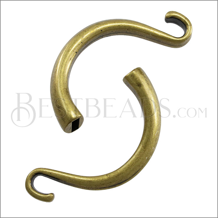 5mm flat CUFF HOOK clasp ANT BRASS - 5 pcs