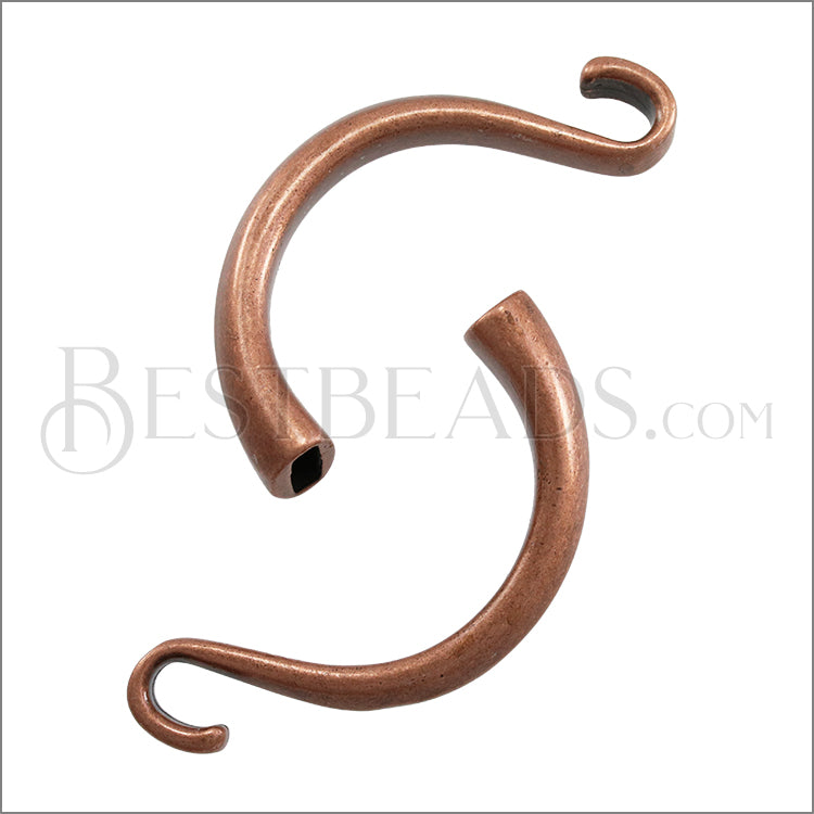 5mm flat CUFF HOOK clasp ANT COPPER - 5 pcs