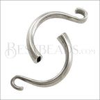 5mm flat CUFF HOOK clasp ANT SILVER - 5 pcs
