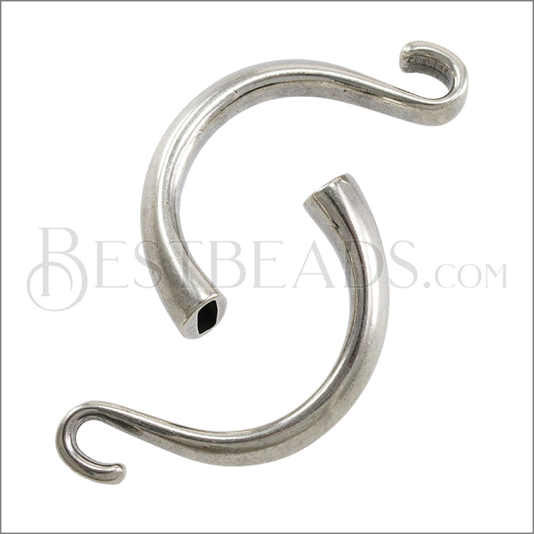 5mm flat CUFF HOOK clasp ANT SILVER - 5 pcs