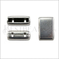 10mm flat END CAP w/ 2 holes ANT SILVER - 10 pcs