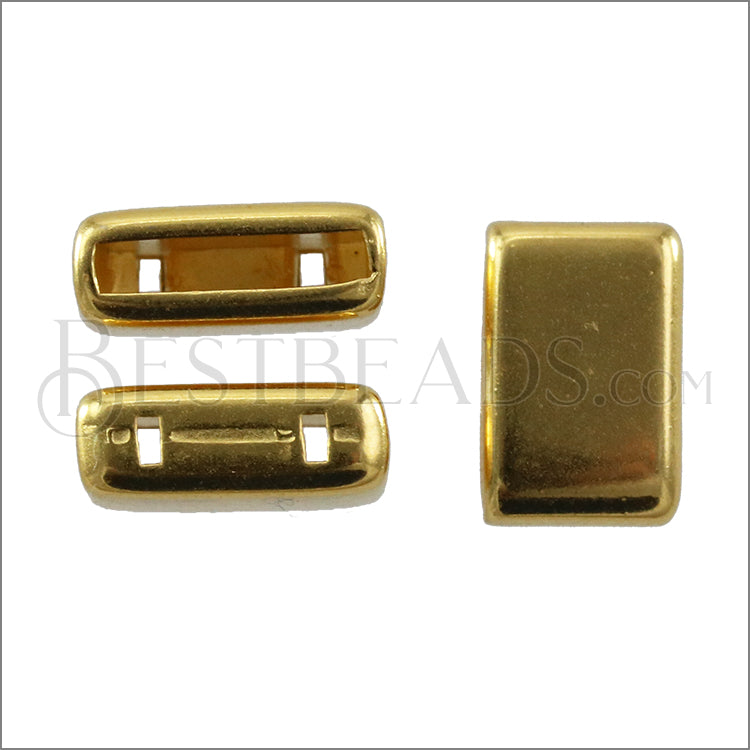 10mm flat END CAP w/ 2 holes GOLD - 10 pcs