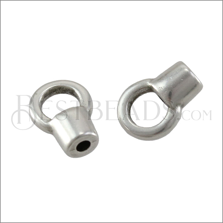 1mm round LOOP ENDING ANT. SILVER - 10 pcs