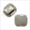 10mm flat ROUNDED SQUARE end cap ANT SILVER - 5 pcs