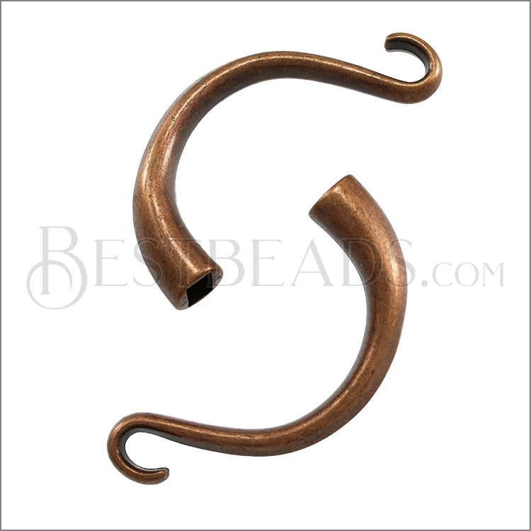 5mm round CUFF HOOK clasp ANT COPPER - 5 pcs