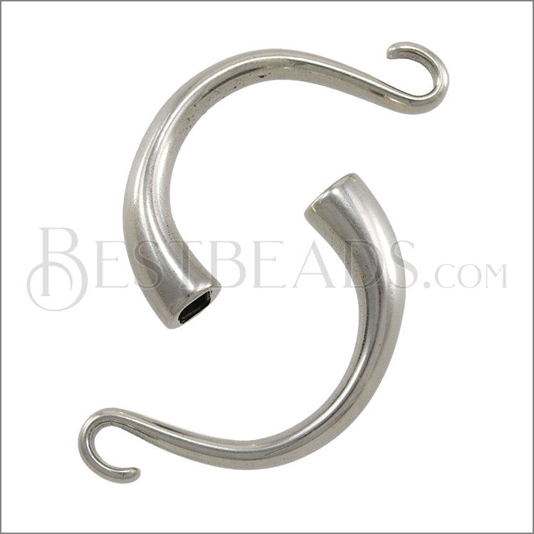 5mm round CUFF HOOK clasp ANT SILVER - 5 pcs