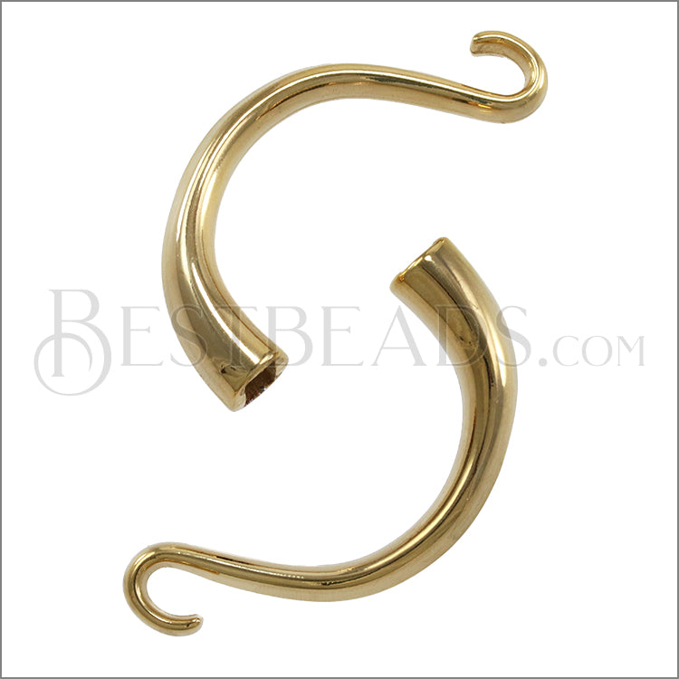 5mm round CUFF HOOK clasp GOLD - 5 pcs