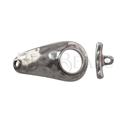 4mm DIMPLES TOGGLE clasp ANT SILVER - SET OF 2