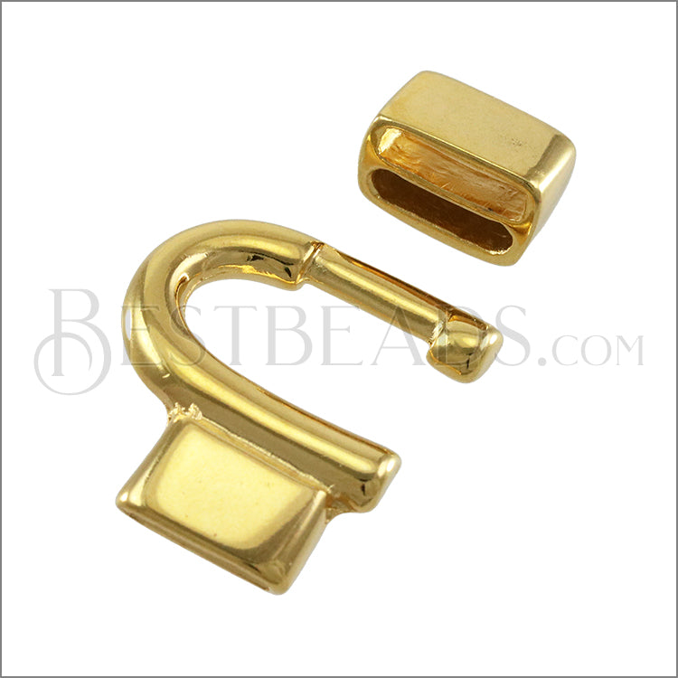 10mm flat HORSESHOE clasp SHINY GOLD - 5 clasps