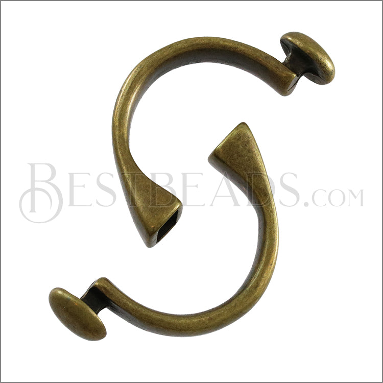 5mm round CUFF DISC clasp ANT BRASS - 5 pcs