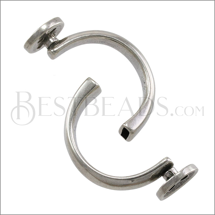 5mm flat CUFF BUTTON clasp ANT SILVER - 5 clasps