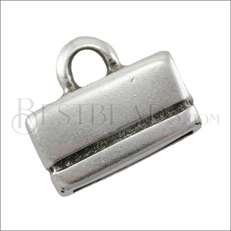10mm flat RECTANGLE LOOP end ANT SILVER - 10 pcs